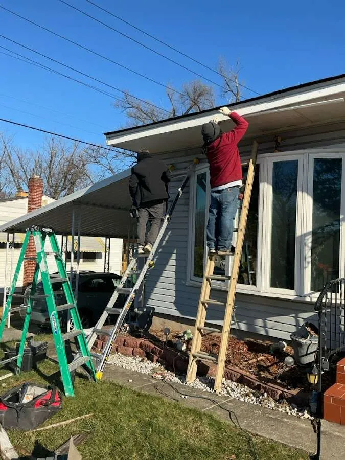 Restoration crew performing exterior repair in Delta