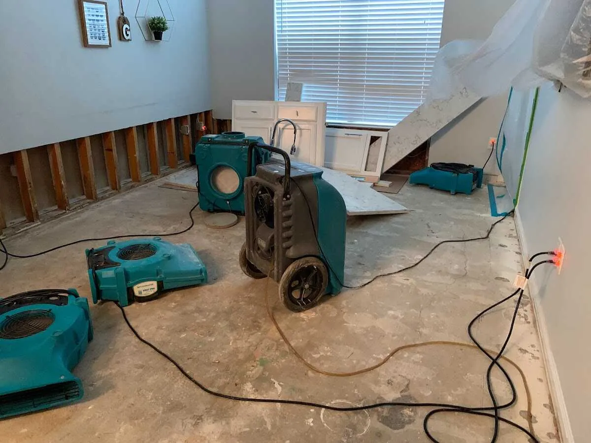 Dehumidifier in flood-cut room for Water Extraction & Removal in Delta